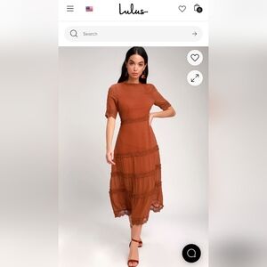Lulu's Rust Lace Midi Dress